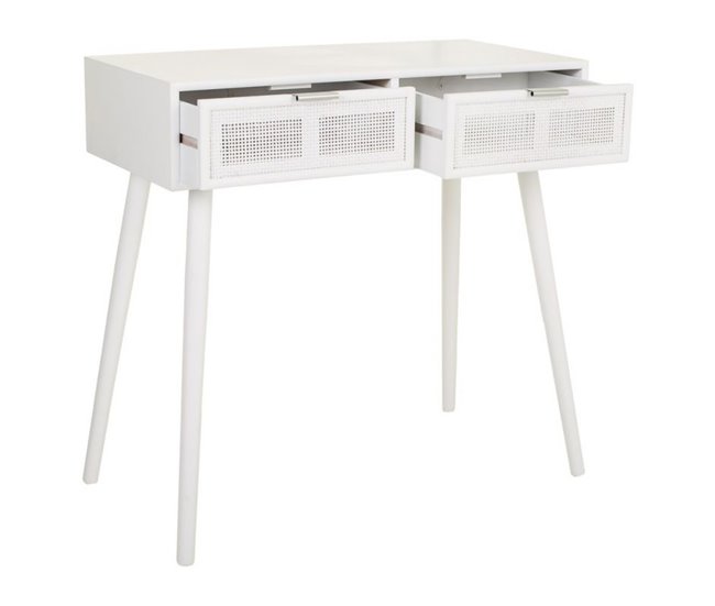 Conforama Recibidor De Madera Y Metal En Color Blanco Antiguo 80x79x42 Cm