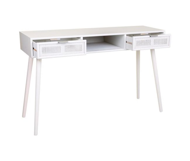 Conforama Recibidor De Madera Y Reja Blanca 120x42x79h Cm
