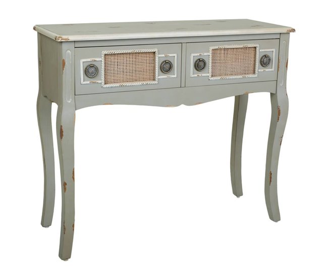 Conforama Recibidor de madera y rejilla bambú 77x33x90 cm