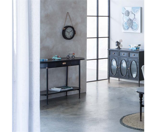 Conforama Recibidor De Metal Negro De 120x41x75h Cm