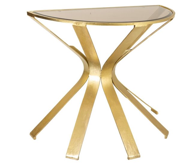 Conforama Recibidor en metal y cristal dorado 94x52x78h cm