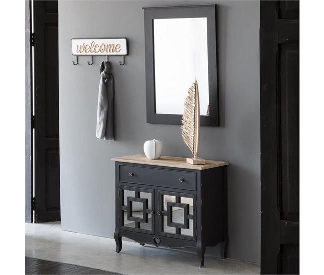 Conforama Recibidor Exótico De Madera En Negro Con 2 Puertas Y 1 Cajón De 83x32x72 Cm