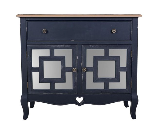 Conforama Recibidor Exótico De Madera En Negro Con 2 Puertas Y 1 Cajón De 83x32x72 Cm