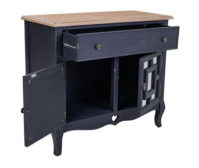 Conforama Recibidor Exótico De Madera En Negro Con 2 Puertas Y 1 Cajón De 83x32x72 Cm