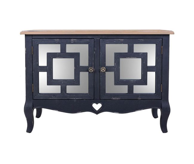 Conforama Recibidor exótico de madera en negro con 2 puertas de 83x36x56 5 cm