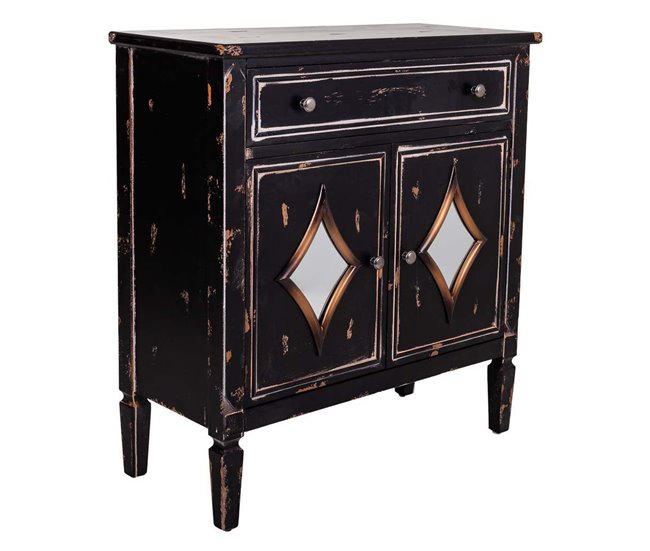 Conforama Recibidor exótico negro con1 cajón y 2 puertas de madera de abeto de 80x36x88 cm