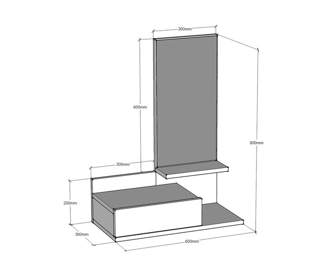Conforama Recibidor Gundsø - Estantería Con Espejo Aglomerado 80 X 60 X 30 Cm Blanco [en.casa]
