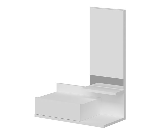 Conforama Recibidor Gundsø - Estantería Con Espejo Aglomerado 80 X 60 X 30 Cm Blanco [en.casa]