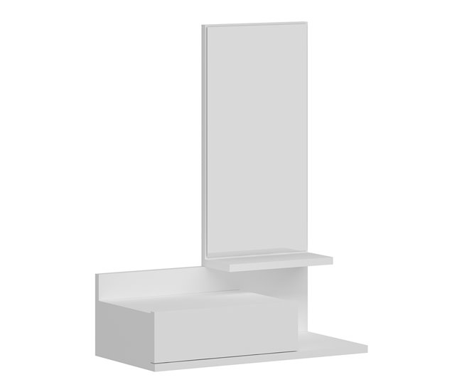 Conforama Recibidor Gundsø - Estantería con espejo aglomerado 80 x 60 x 30 cm blanco [en.casa]