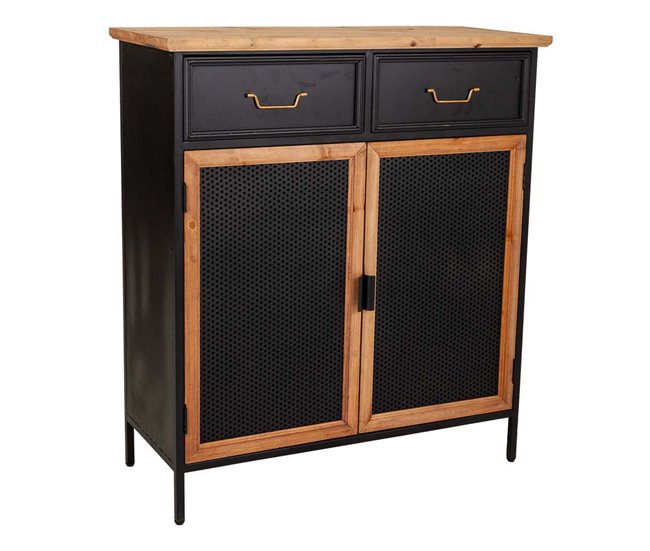 Conforama Recibidor industrial de madera y metal de 80x34x90 cm