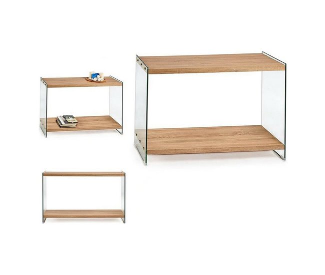 Conforama Recibidor Marrón Transparente Vidrio Madera MDF 40 X 76 X 120 Cm