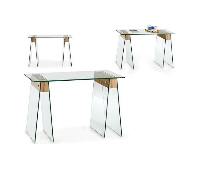 Conforama Recibidor Marrón Transparente Vidrio Madera MDF 40 X 75 X 120 Cm