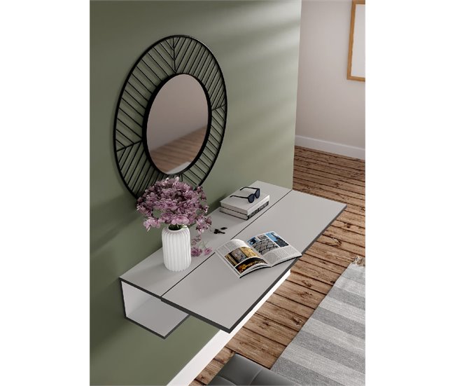 Conforama Recibidor MULTIFUNCIONAL 120x35x27cm Blanco Mate Y Gris