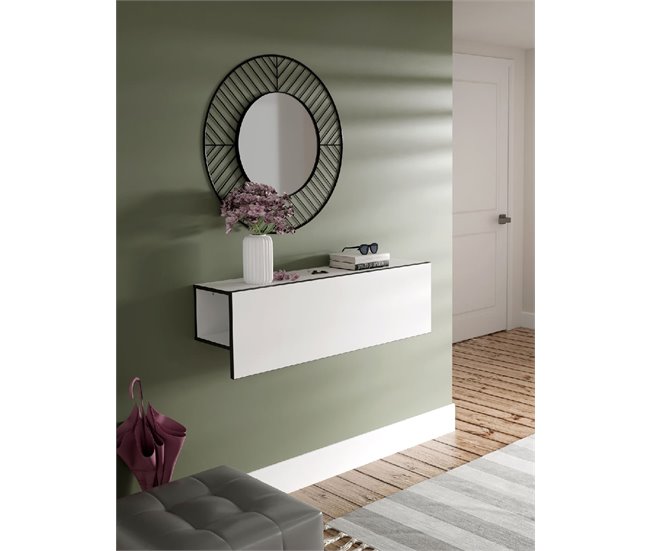 Conforama Recibidor MULTIFUNCIONAL 120x35x27cm Blanco Mate Y Gris