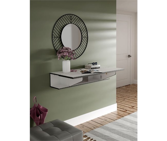 Conforama Recibidor MULTIFUNCIONAL 120x35x27cm Blanco Mate Y Gris