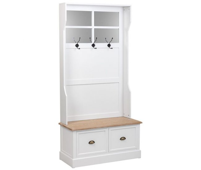 Conforama Recibidor perchero de madera con 2 Cajones 184x39.5x92