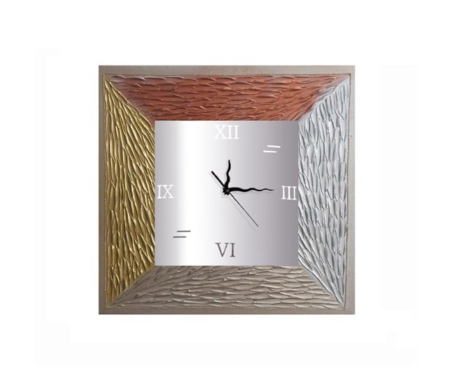 Conforama Reloj artesanal de pared Lux Oro - Plata - Rosa 70 x 70 x 3 5 cm