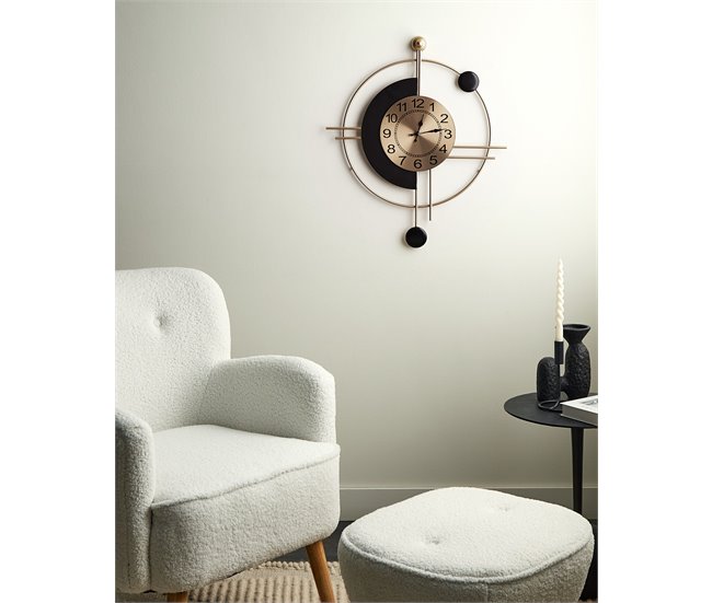 Conforama Reloj De Pared De Hierro Dorado Y Negro 59 X 67 Cm ALLOGNY