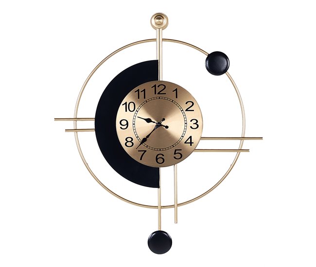 Conforama Reloj de pared de hierro dorado y negro 59 x 67 cm ALLOGNY