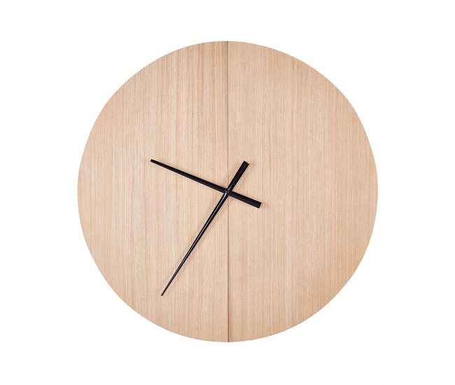 Conforama Reloj de pared en madera clara ø 60 cm CABIC