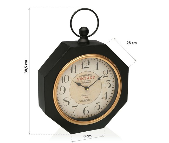 Conforama Reloj De Pared Versa BLACK Metal (28 X 8 X 40 Cm)