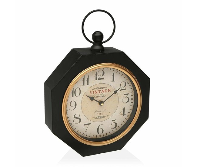 Conforama Reloj de Pared Versa bLACK Metal (28 x 8 x 40 cm)