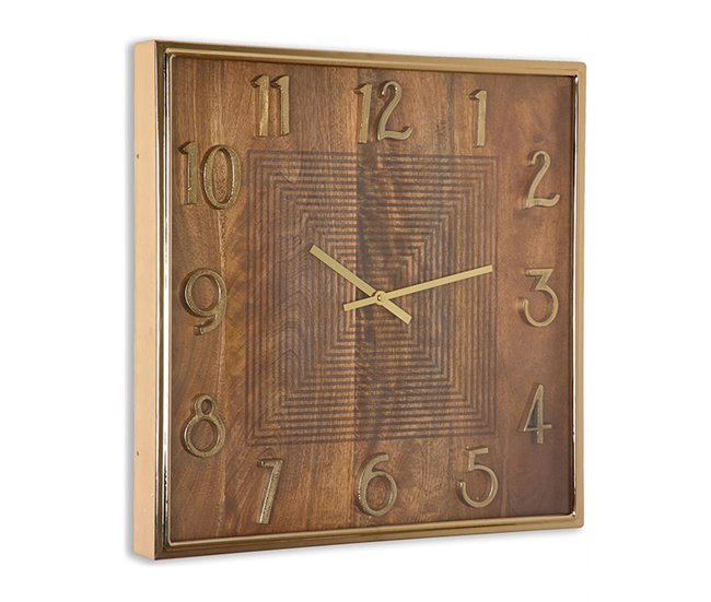 Conforama Reloj Presume De Casa Alejandria 51*51*9 Marrón Madera Y Latón