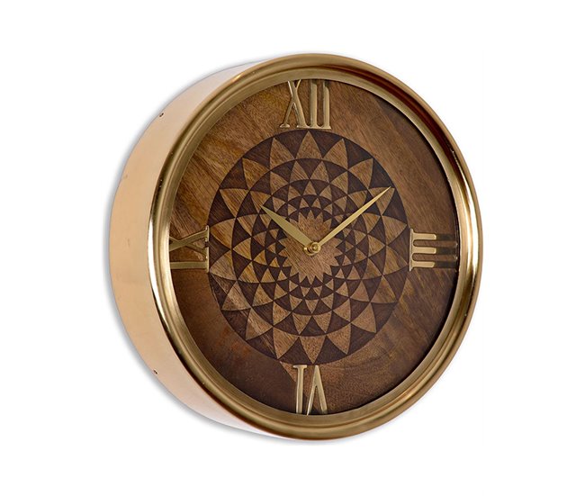 Conforama Reloj Presume De Casa Justin36*36*10marrónmadera De Mango Y Laton