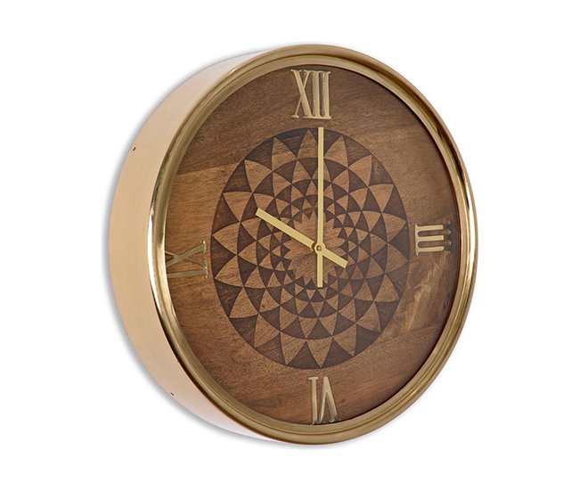 Conforama Reloj Presume De Casa Justin46*46*10marrónmadera De Mango Y Laton