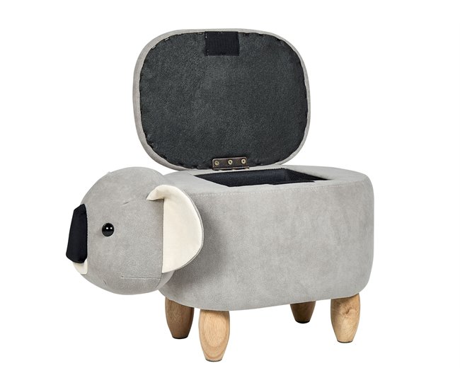 Conforama Reposapiés De Terciopelo Gris Claro/madera Clara COALA