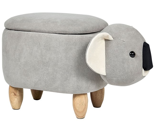 Conforama Reposapiés de terciopelo gris claro/madera clara COALA