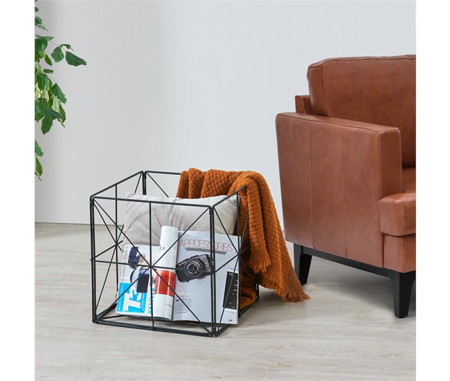 Conforama Revistero Temse Metal 40 X 40 X 40 Cm Negro [en.casa]