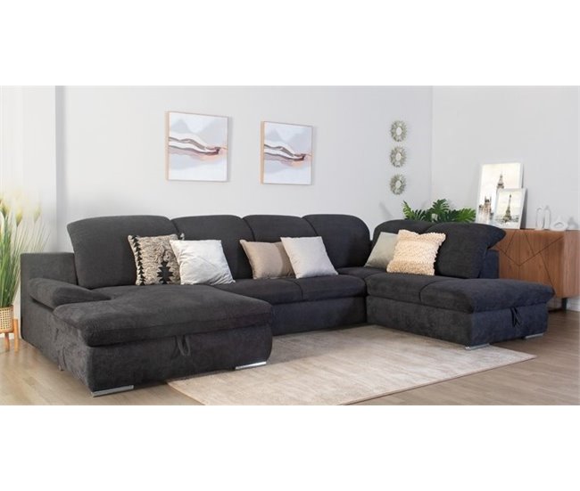 Conforama Rinconera Con Cama ISONA Tela Lado Derecho Color Antracita