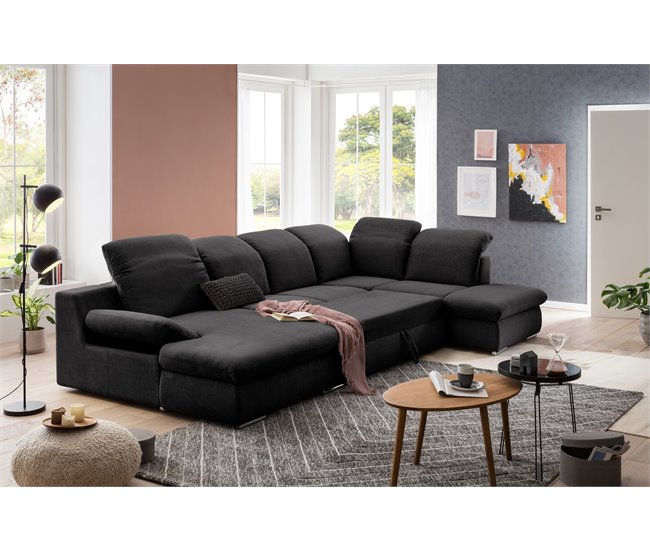 Conforama Rinconera Con Cama ISONA Tela Lado Derecho Color Antracita