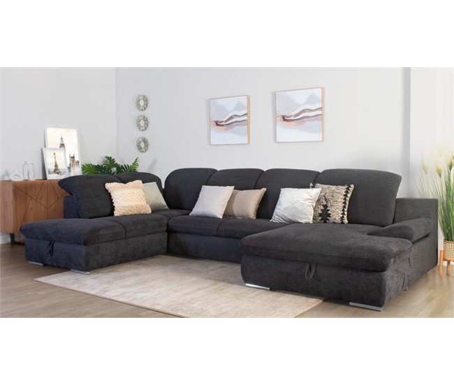 Conforama Rinconera Con Cama ISONA Tela Lado Izquierdo Antracita
