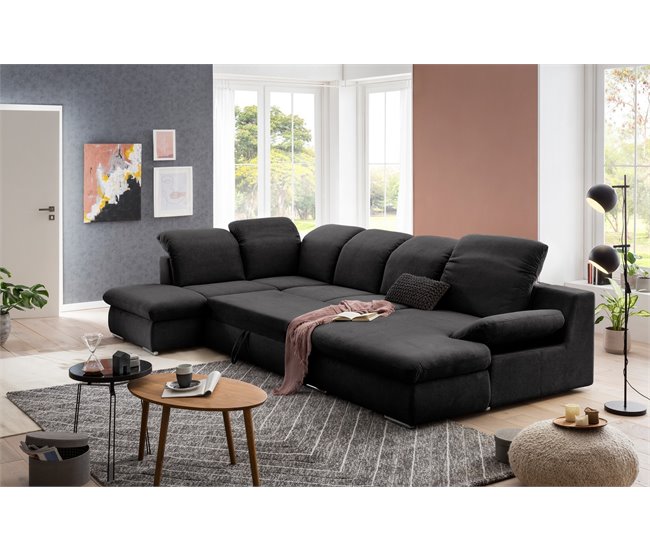 Conforama Rinconera Con Cama ISONA Tela Lado Izquierdo Antracita