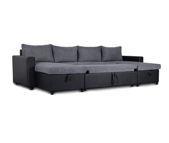 Conforama Rinconera U Con Cama Y Dos Arcónes GOLF Color Gris Y Negro