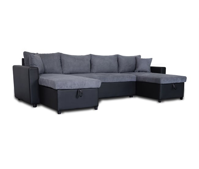 Conforama Rinconera U Con Cama Y Dos Arcónes GOLF Color Gris Y Negro