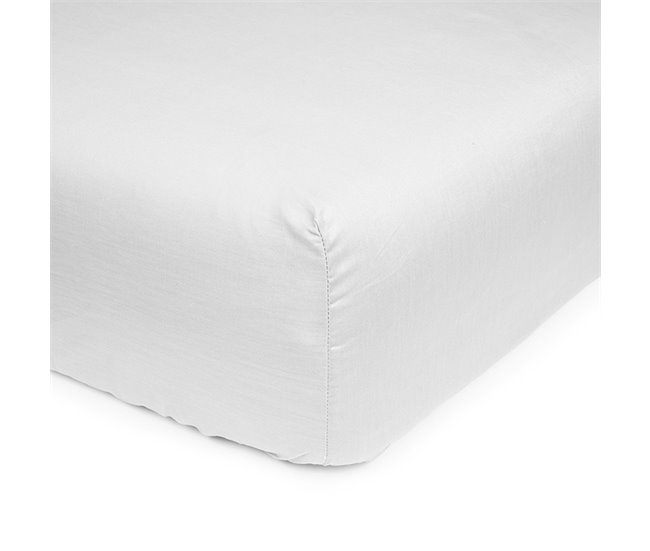Conforama Sábana bajera ajustable 100% algodón. En colores lisos. 80x200cm Blanco