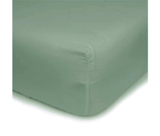 Conforama Sábana bajera ajustable de 50% poliéster - 50% algodón. En colores lisos. 80x200cm Menta