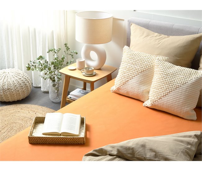 Conforama Sábana De Algodón Naranja 90 X 200 Cm JANBU