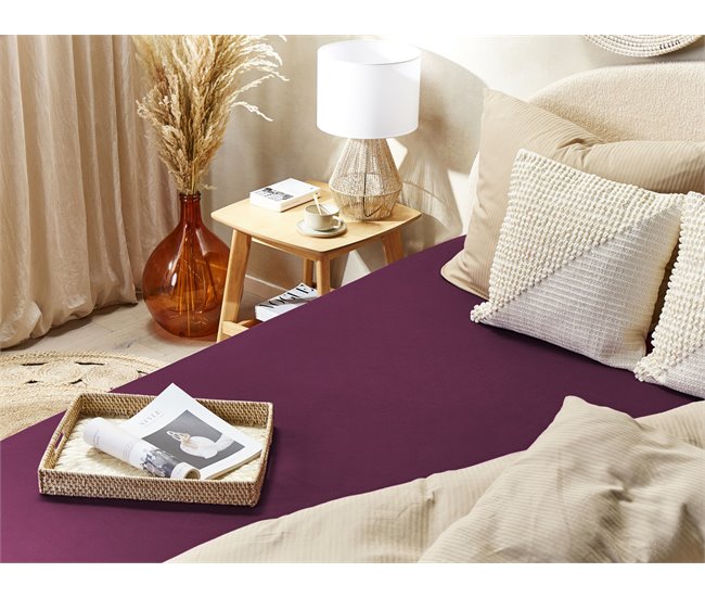 Conforama Sábana De Algodón Rojo Borgoña 90 X 200 Cm JANBU