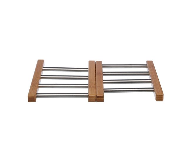 Conforama Salvamantel Secret de Gourmet Acero Inoxidable Bambú Extensible (35 2 x 22 2 x 2 cm)