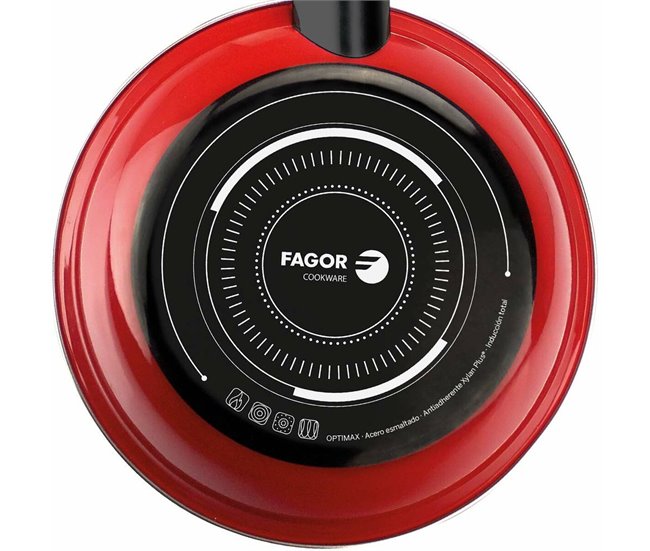 Conforama Sartén FAGOR Optimax Rojo Acero Esmaltado (Ø 28 Cm)