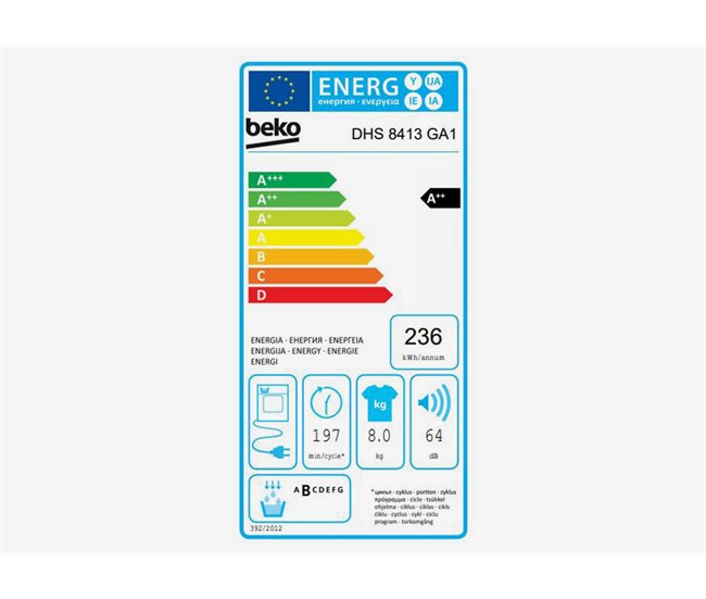 Conforama Secadora 8Kg Bomba De Calor Color Blanco BEKO DHS 8413 GA1