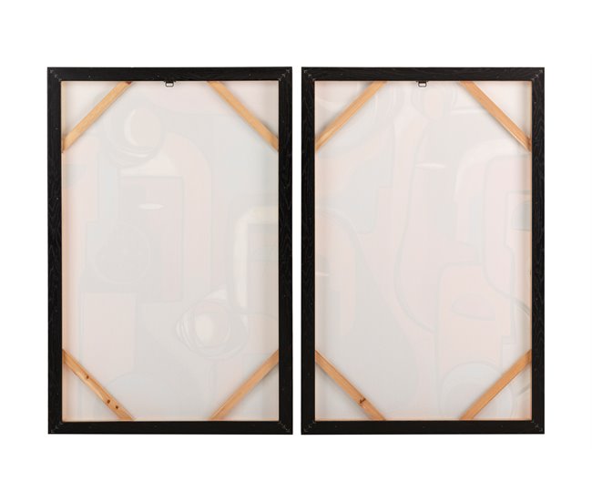 Conforama Set 2 Cuadros Abstractos Marco Negro 60x4x90 Cm