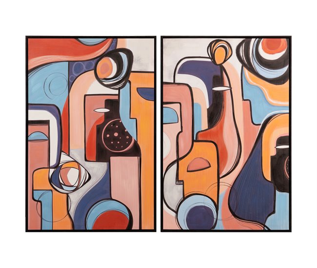 Conforama Set 2 Cuadros Abstractos Marco Negro 60x4x90 Cm