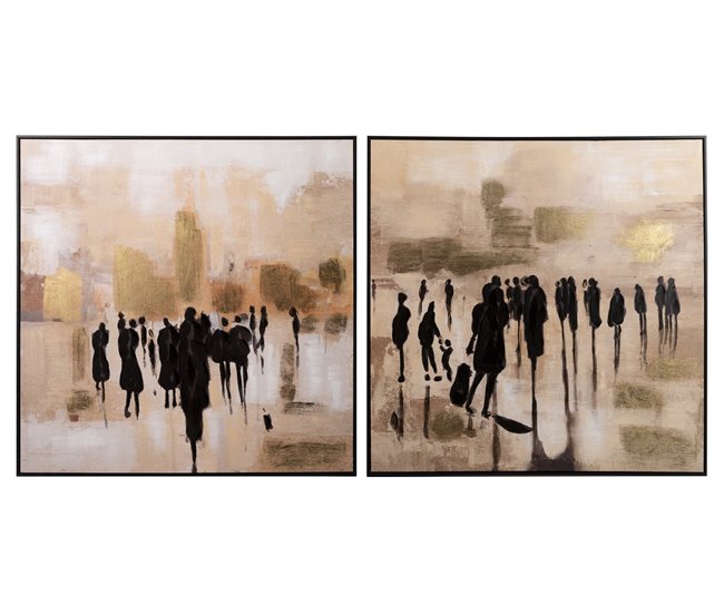 Conforama Set 2 Cuadros Boulevard Marco Negro 100x3 5x100 Cm