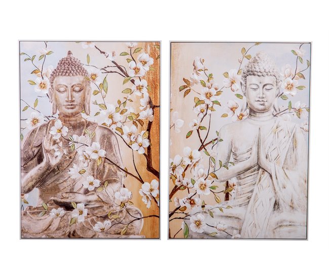 Conforama Set 2 Cuadros Buda 40% Pintado A Mano 72x5x102 Cm