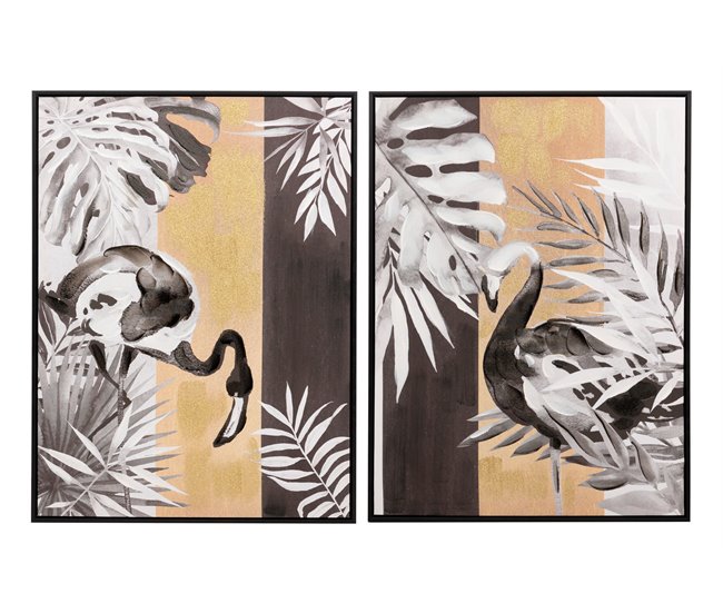 Conforama Set 2 Cuadros Flores Con Marco Negro 60x4x80 Cm